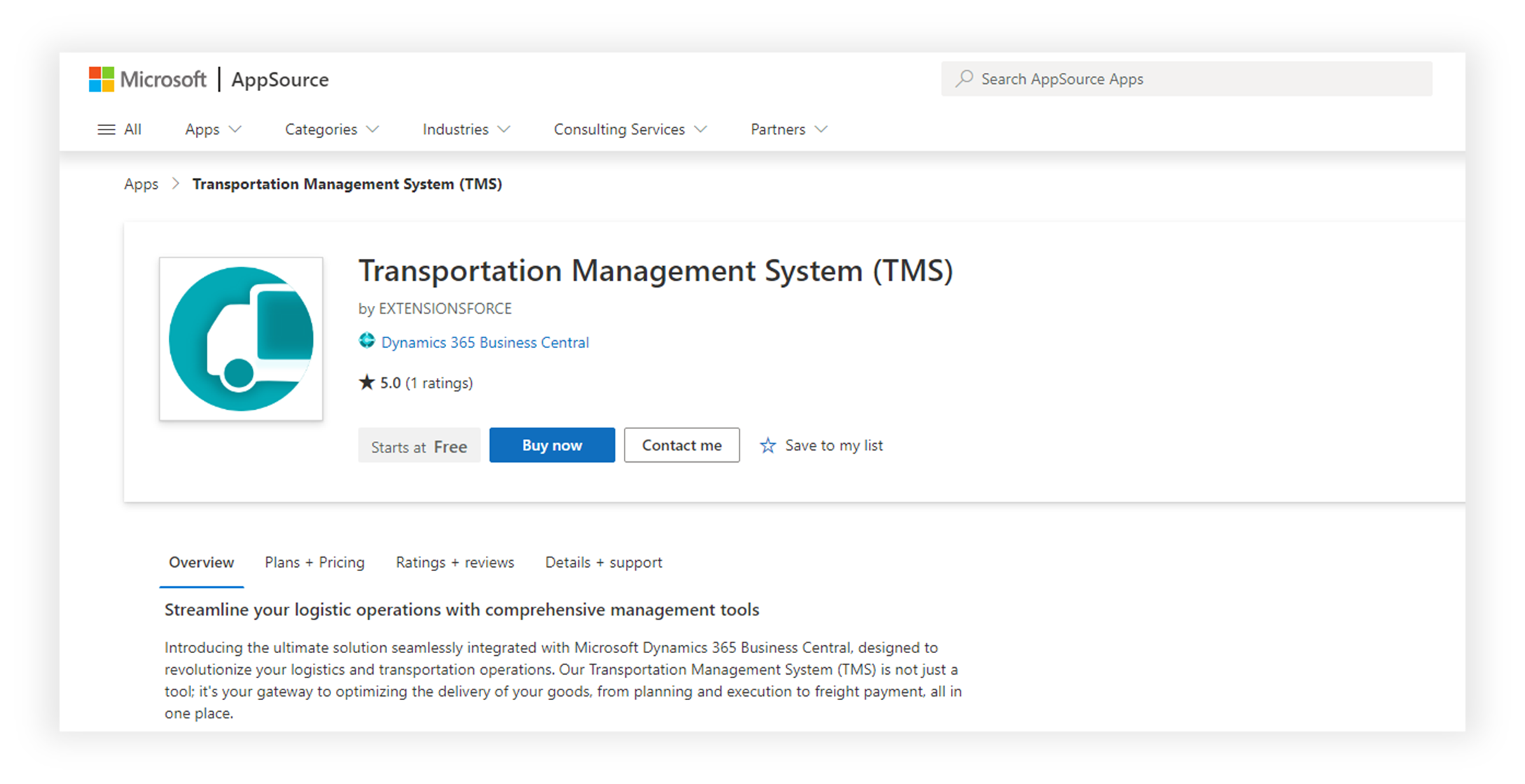 Open the Shipper TMS product in AppSource