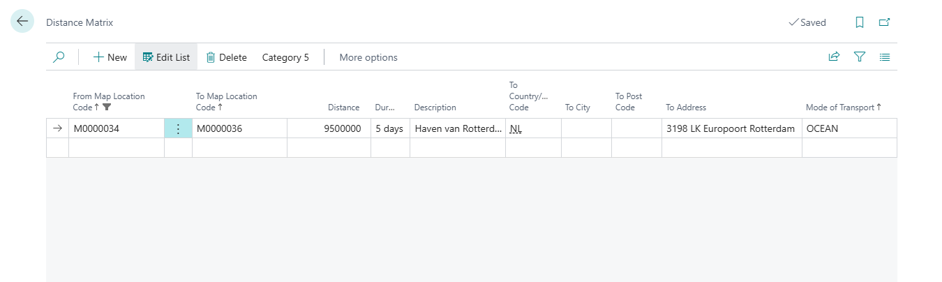 Distance Matrix page