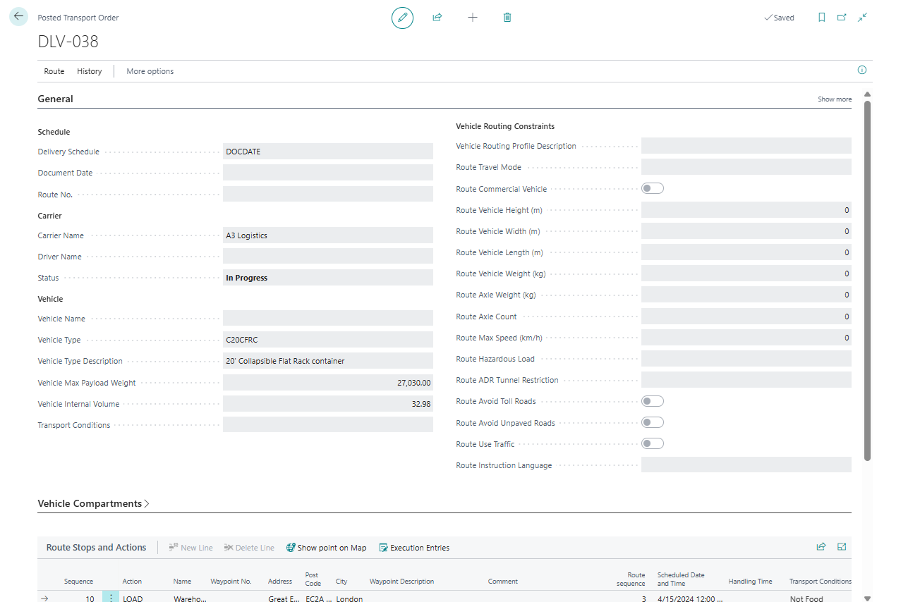 Posted Transport Order