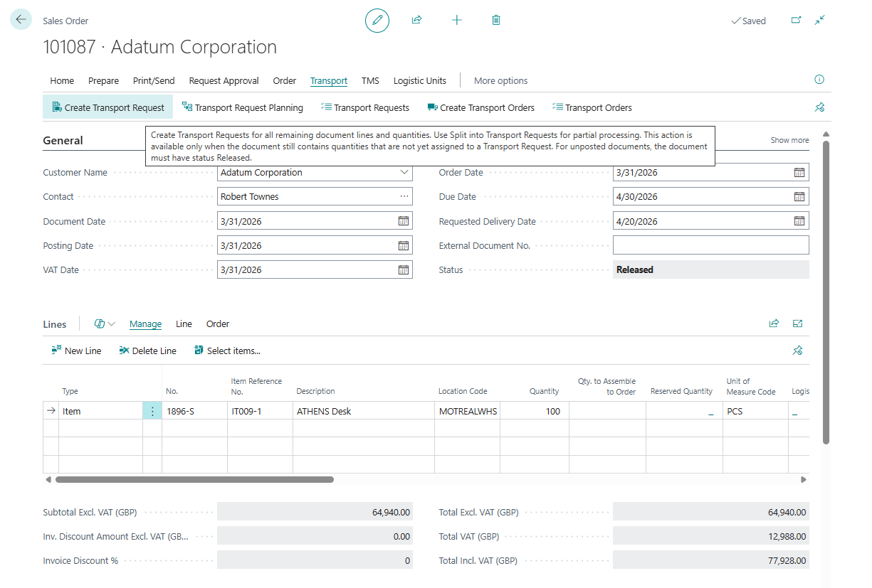TMS actions on a source document