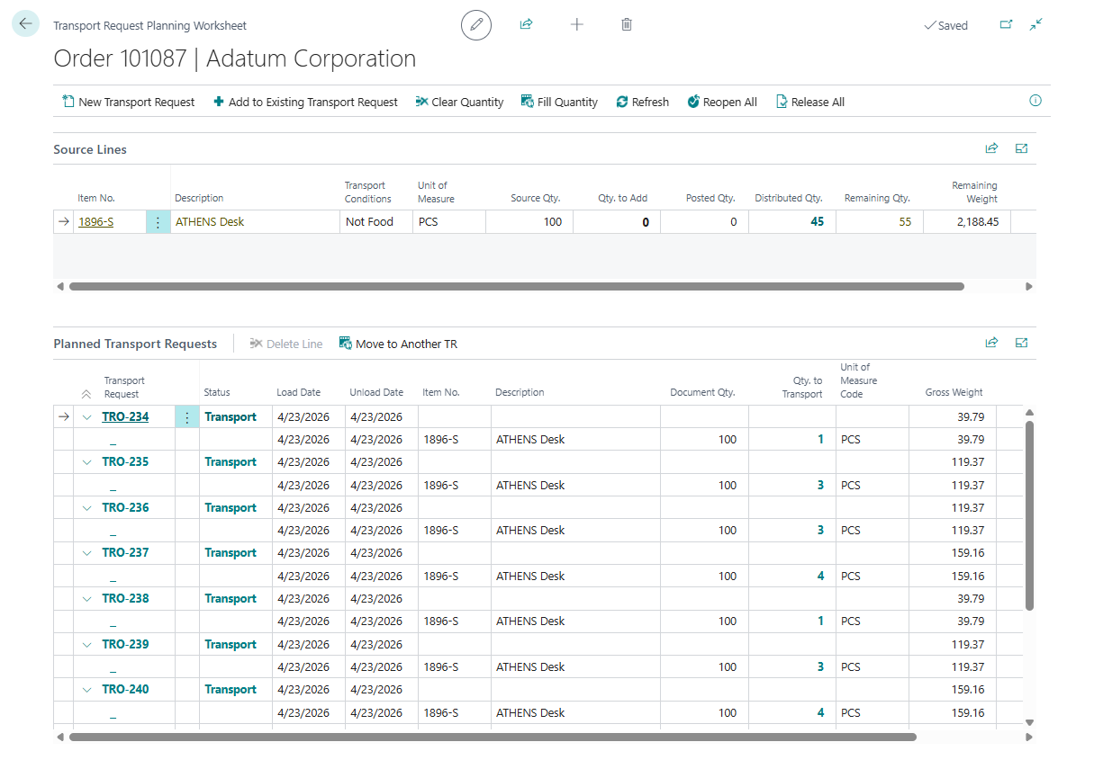 Transport Request Planning